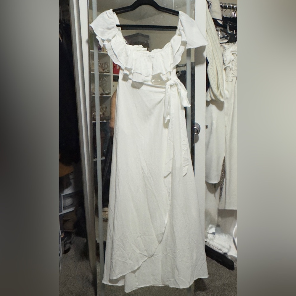 White Ruffle Maxi Dress - Picture 1 of 4